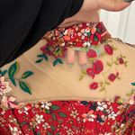 Aratta Silent Journey Red Floral Embellished Button Down Shirt Photo 5