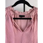 Tamara H Pink Swiss Dot Ruffle Neck Tie Neck Short Sleeve Blouse Top XL Size undefined Photo 2