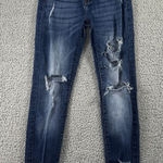 Kancan Jeans Women 7/27 Mid Rise Skinny Distressed Dark Wash Denim Pants Blue Photo 0