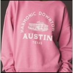 Maeve Anthropologie City Crew Sweatshirt Austin Texas Cotton Bubblegum Pink L Photo 1