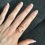 Gold + Rhinestone Moon + Star Cuff Fashion Ring, Size 8 Photo 6