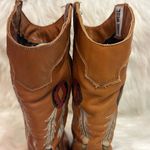 Vintage Real Leather Cowboy Boots Dream Catcher Festival Rave Burning Man A22 Brown Size 6.5 Photo 10