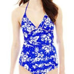 Arizona Jeans NWT Arizona Jean Blue & White Floral Tankini Top (M) Photo 0