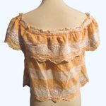 American Eagle Yellow Striped Off the Shoulder Cropped Blouse Photo 8