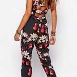 Abercrombie & Fitch Gray Floral Back Cutout Jumpsuit sz Small Photo 2