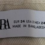 ZARA Women's Cream Denim High Rise Flat Front Mini Boyfriend Jeans Shorts Size 2 Photo 2