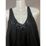 Rebecca Taylor  Shirt Womens 6 Black Silk Beaded Embellished Flowy Tank Top Photo 1