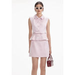 SELF PORTRAIT Pink Satin Tailored Mini Dress Women’s 8 Peplum Feminine Business Photo 1