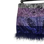 Lovers + Friends  Sirena Skirt in Purple Multi Sequin size Medium Mini Feathers Photo 6
