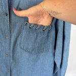 Vintage 90s Denim Western Shirt Rodeo Coastal Cowgirl Button Down Jean Large Blue Photo 6