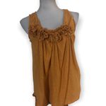 Anthropologie Deletta Gold Yellow 100% Cotton Flower-Appliques Knit Tank top Photo 2