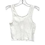 Aeropostale White Cropped Tank Top XS Henley Ribbed Ruffles Y2K Dainty Festival Photo 5