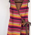 Ann Mashburn Women Vest Sweater Pink Wool Striped Cashmere Sleeveless Wrap Small Photo 3