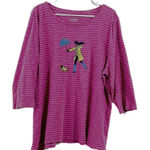 Talbots  women’s 3X  striped 3/4 sleeve girl‎ walking dog top ￼￼ Photo 0