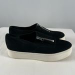 Vince Warner Zip Front Suede Platform Sneaker in Black Size 8.5 Photo 4