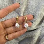 18k Gold Plated Earrings With Pearl Photo 0