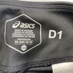 ASICS  D1 Leggings Womens XS Athletic Side Pockets Black Green Stripes Activewear Photo 2