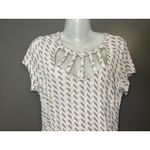 Candie's Shirt Womens XL Pink Gray Chevron Cutout Neck Ruched Hem Tunic Stretch Photo 1
