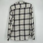 Old Navy Womens Linen Blend Everyday Shirt Plaid Button Up Black White Size L Photo 5