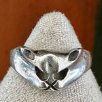 Vintage Sterling Silver Cat Face Pinky Ring Photo 0