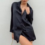 Princess Polly Toddy Black Satin Relaxed Fit Blazer 10 Photo 6