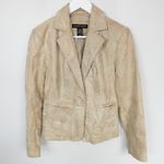 Vintage Y2K New York & Company Copper Gold Shimmer 100% Leather Blazer Size 2 Photo 0