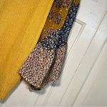 Umgee Floral Mixed Print Ruffled Bell Sleeve Waffle Knit Top Size Medium Yellow Photo 2