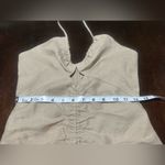 Revolve x Rumer Natural Linen Ruched Halter Sundress Center Slit XS NWT Tan Photo 5