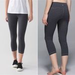 Lululemon Wunder Under Crop ll Size 8 Textured Stripe Slate Deep Coal Leggings Photo 13