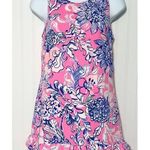 Lilly Pulitzer Marla Romper Sun Drenched Pink Tropics Ruffle Hem Crepe Size 00 Photo 1