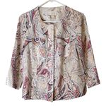 Chico's Multi-Print Linen Jacket Paisley Vanity Size 0 (Small) Style 570179483 Photo 2