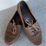 Vintage Bass Chocolate Brown Leather Carla Tie Loafer Boat Shoes Size 7.5N Photo 0