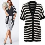 CAbi Style 5289 Whistle Black White Stripe Cardigan Sweater Size S Photo 1