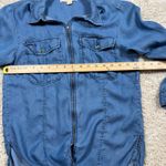 Michael Michael Kors Chambray Zip Front Utility Shirt Womens Size 4 Blue Photo 3