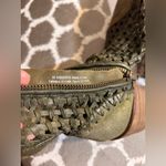 Free People  Suede Leather Boots Olive Woven Ankle Boots side zip US 8-8.5 EU 39 Photo 13