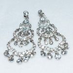 Source Unknown Chandelier/Waterfall Faceted Crystals Heavy Silver Tone Metal Post Y2k Earrings Photo 0