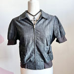 Vintage‎ Y2K Gray Denim Zip Up Jacket 2000s Indie Sleaze Grunge Large Photo 0
