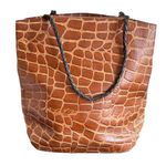 Arnold Palmer Vintage Leather Tote Bag Brown Croc Embossed Purse Braided Straps Photo 2