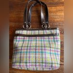 Coach Vintage  Penelope Tattersall Plaid Wool Tweed Leather Handbag Photo 4