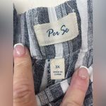 Per Se  LINEN BLEND BEACHY NAVY/GREY/WHITE STRIPED WIDE LEG CAPRI PANTS; size 3X Photo 2