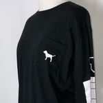 PINK - Victoria's Secret Victoria Secret PINK Black Long Sleeve White Logo Down Arms T-Shirt XS Photo 5