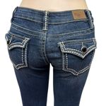 Ymi Y2K  Embroidered Low Rise Button Flap Pocket Capri Blue Jeans Size 5 Photo 7