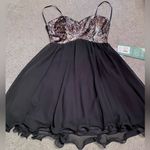 (NWT) Black & Gold Sequin Sweetheart Prom Formal Party Mini Strap Dress Size undefined Photo 5
