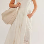 Free People  Ethereal Dainty Eyelet Lace Beaded Laine Midi Maxi Dress White Small Photo 0