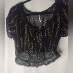 Free People  gauze floral crop top size small Photo 3