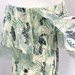 Foxiedox New Lace Ruffle Printed Cropped Strapless Jumpsuit Green Petite Size XS Photo 13