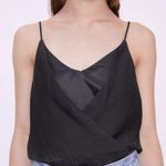 ZARA Bodysuit Pleated Draped Black Top Buttons Women Size S Spaghetti Straps Photo 0