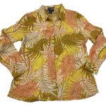 Tahari ‎ 100% European Flax Linen Tropical Long Sleeve Button Up Shirt Size Large Photo 0
