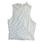 Anthropologie NWT mock neck mesh White Sleeveless Tank Top asymmetrical trim Med Photo 6