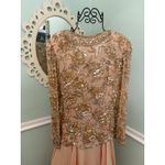 Black Tie Oleg Cassini beaded sequin gown Midi Peach Formal 8 Flowy Glam Pink Photo 4